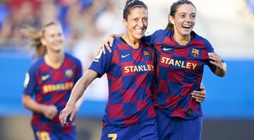 Jogadoras do Barcelona comemorando - Getty Images