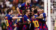 Jogadores do Barcelona comemorando o gol - GettyImages