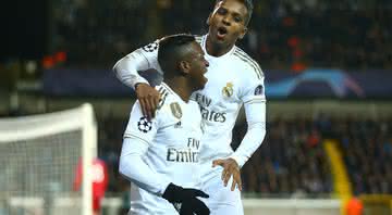 Dupla do Real Madrid comemorando o gol na vitória do time na Champions League - GettyImages