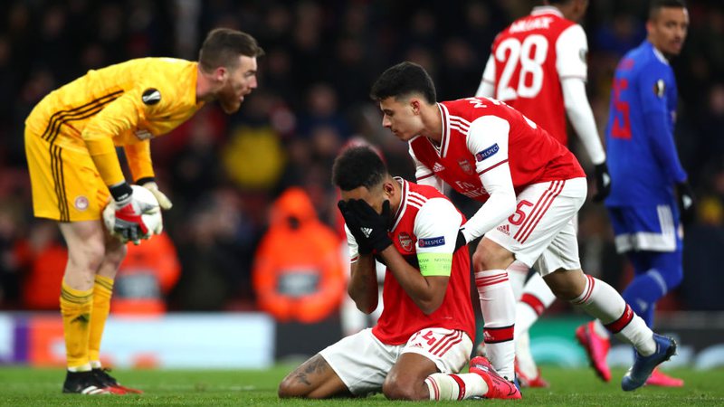 O gol de Aubameyang não ajudou o Arsenal a se classificar - Getty Images
