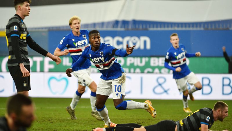Keita Baldé comemorando gol do Sampdoria contra a Inter de Milão - GettyImages