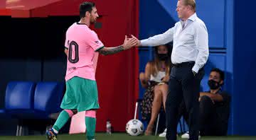 Messi e Koeman em ação no Barcelona - GettyImages