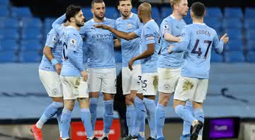 Jogadores do City comemorando gol contra o Southampton - Getty Images