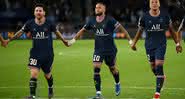 Messi, Neymar e Mbappé após vitória do PSG - Getty Images