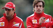 Felipe Massa e Fernando Alonso em 2012, quando defendiam a Ferrari - GettyImages