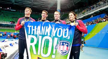Nathan Adrian, Michael Phelps, Ryan Murphy e Cody Miller agradecem ao Rio de Janeiro - Adam Pretty/Getty Images