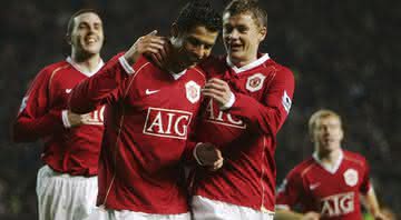 Cristiano Ronaldo e Solskjaer jogaram juntos entre 2003 e 2007 - Getty Images