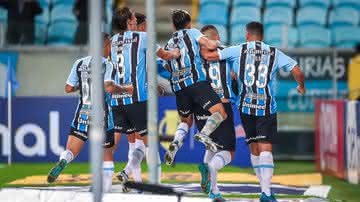 Jogadores do Grêmio comemorando o gol no Brasileirão Série B - Lucas Uebel/Grêmio FBPA/Flickr