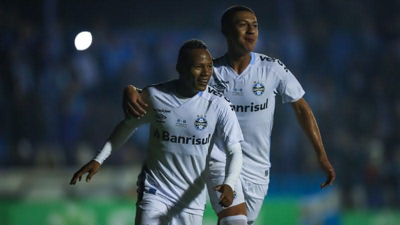 Jogadores do Grêmio comemorando o gol na partida do Brasileirão Série B - Lucas Uebel/Grêmio FBPA/Flickr