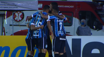 Pepê comemorando gol do Grêmio - Transmissão Rede Globo