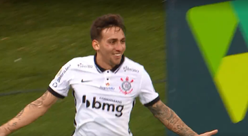 Gustavo Mosquito se emociona com primeiro gol pelo Corinthians - Transmissão/ TV Globo