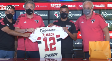 Alisson foi apresentado pelo São Paulo e comentou sobre relação entre Grêmio e Inter - Transmissão SPFC