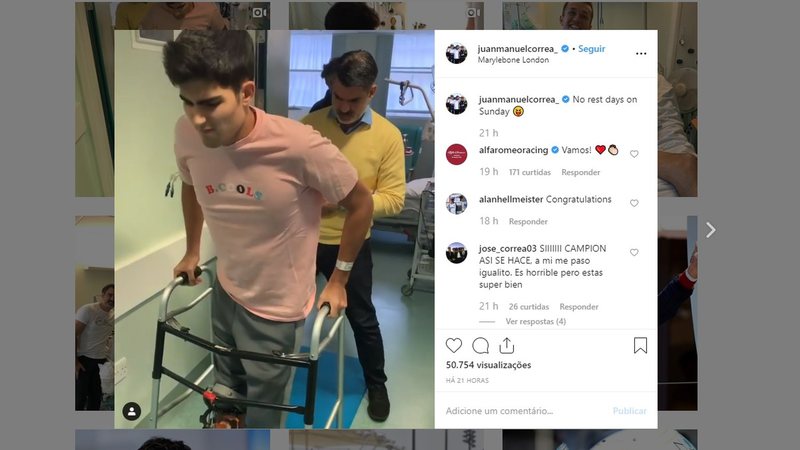 Juan Manuel Correa volta a andar após acidente - Reprodução Instagram