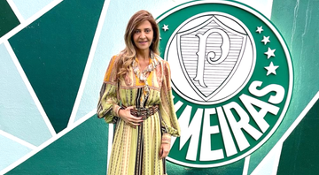 Leila Pereira em frente ao símbolo do Palmeiras - Reprodução/Instagram
