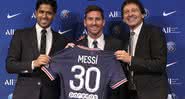 Presidente do PSG, Messi e Leonardo - Getty Images