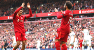 Jogadores do Liverpool comemorando o gol na vitória diante do Burnley - GettyImages