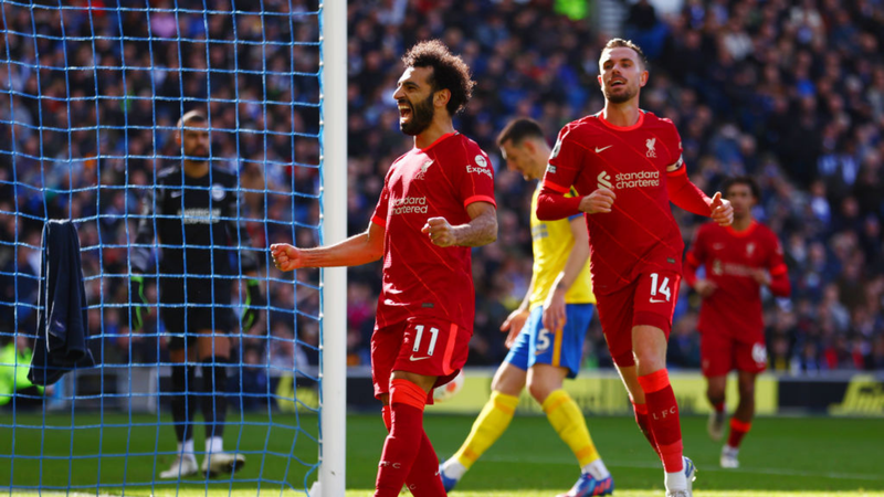 Liverpool comemorando o gol diante do Brighton pela Premier League - GettyImages