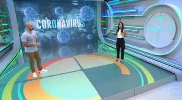 Apresentadores tiveram que manter distância - Trasmissão / TV Globo