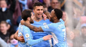 Jogadores do Manchester City comemorando o gol diante do Everton pela Premier League - GettyImages