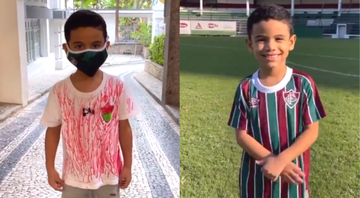 Menino que viralizou por desenhar camisa do Fluminense ganha presente do clube - Reprodução/Twitter