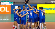 Jogadores do Minas comemorando o título da Copa do Brasil - Transmissão SporTV