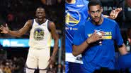Draymond Green e Jordan Poole, do Warriors, na NBA - Getty Images