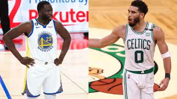 Draymond Green, do Warriors, e Jayson Tatum, do Celtics, na NBA - Getty Images