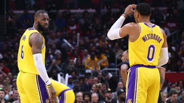 LeBron James e Russell Westbrook, do Lakers, na NBA - Getty Images