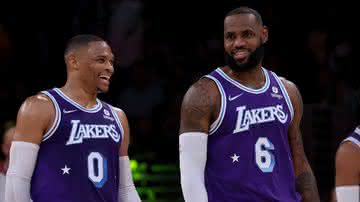 Russell Westbrook e LeBron James, do Los Angeles Lakers - Getty Images