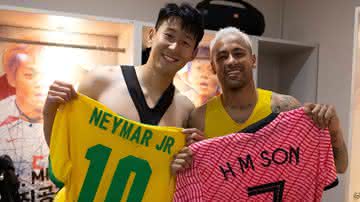 Neymar e Son se encontraram depois da derrota da Coreia do Sul para o Brasil - Lucas Figueredo/CBF