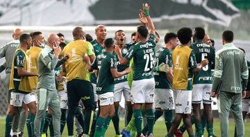 Jogadores do Palmeiras comemorando a classificação na Libertadores - GettyImages