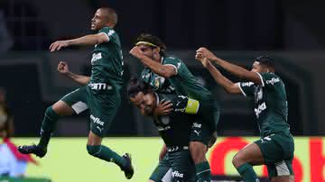 Jogadores do Palmeiras comemorando goleada contra o Coritiba - Cesar Greco / Flickr Palmeiras