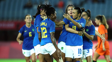 Jogadoras da Seleção Brasileira Feminina, comandadas por Pia Sundhage - GettyImages