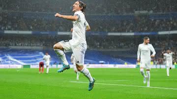 Modric comemorando o gol para abrir o placar - Angel Martinez / Getty Images