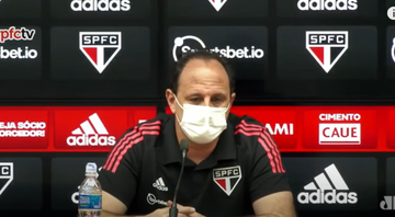 Rogério Ceni durante a entrevista coletiva pelo São Paulo, onde explica a frase dita no Flamengo - Transmissão SPFCTV