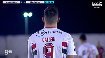 Calleri, jogador do São Paulo na partida contra o Campinense pela Copa do Brasil - Transmissão SporTV