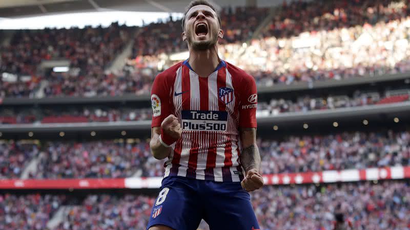 Saúl comemorando gol contra o Villareal - Getty Images