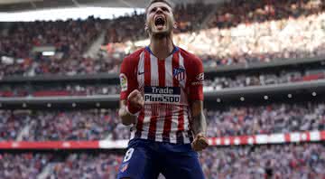 Saúl comemorando gol contra o Villareal - Getty Images