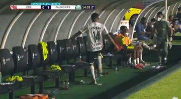 Scarpa chuta o banco de reservas na partida entre Palmeiras e CRB - Transmissão SporTV