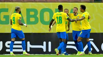 Jogadores da Seleção Brasileira comemorando depois do gol - GettyImages