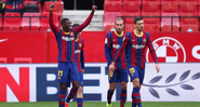 Dembélé comemorando o gol feito pelo Barcelona no Sevilla pela La Liga - GettyImages