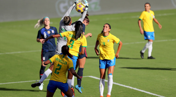 Jogadoras da Seleção Brasileira durante o torneio SheBelivies Cup - GettyImages
