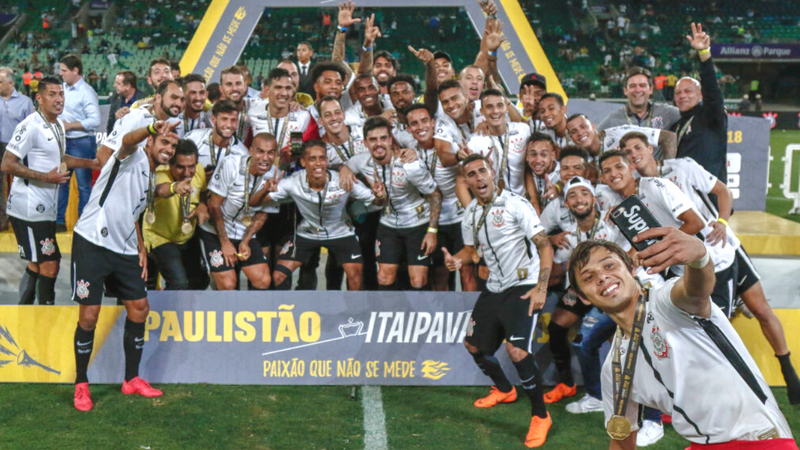 Jogadores do Corinthians comemorando o título do Campeonato Paulista de 2018 - GettyImages