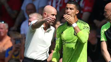 Ten Hag e Cristiano Ronaldo, do Manchester United - Getty Images