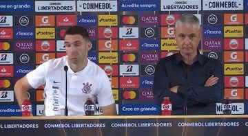 Treinador do Corinthians dissertou sobre o revés contra os paraguaios - Transmissão TV Globo