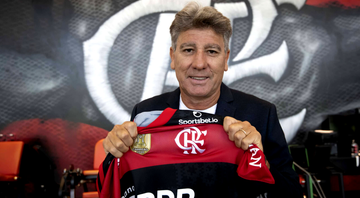 Renato Gaúcho chama a atenção de Galvão Bueno durante assinatura de contrato com o Flamengo - Alexandre Vidal / CRF / Fotos Públicas