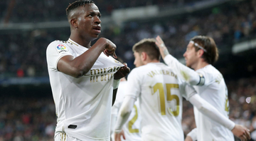 Vinicius Junior, jogador do Real Madrid comemorando após o gol - GettyImages