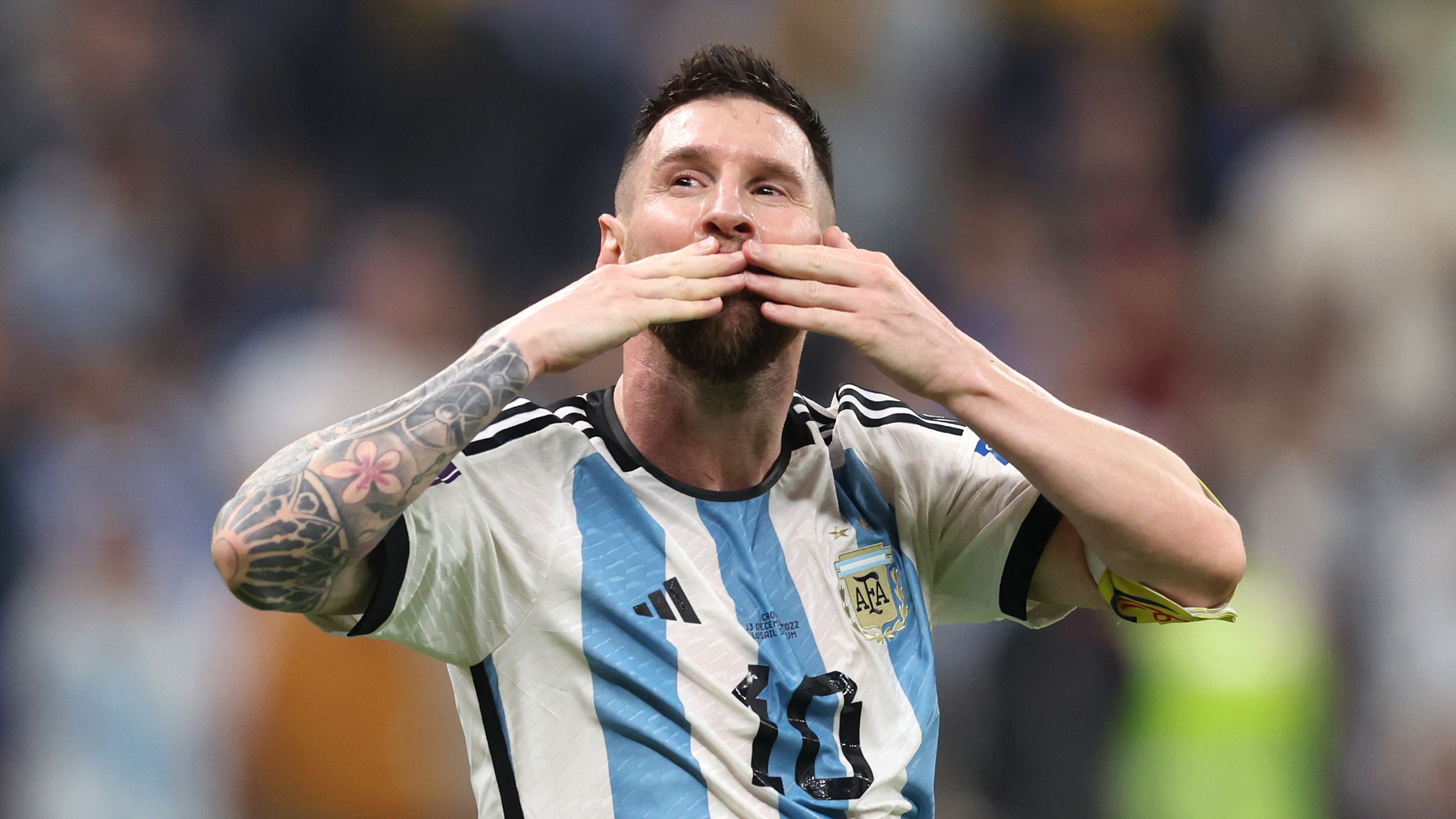 Lionel Messi após o terceiro gol da Argentina (Crédito: Getty Images)