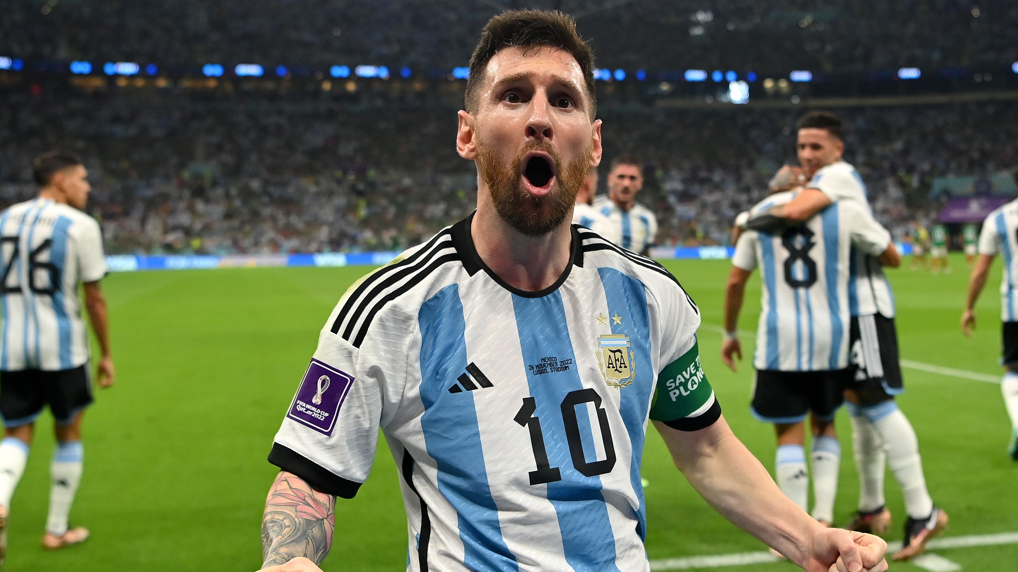 Messi comemorando gol contra o México (Crédito: Getty Images)