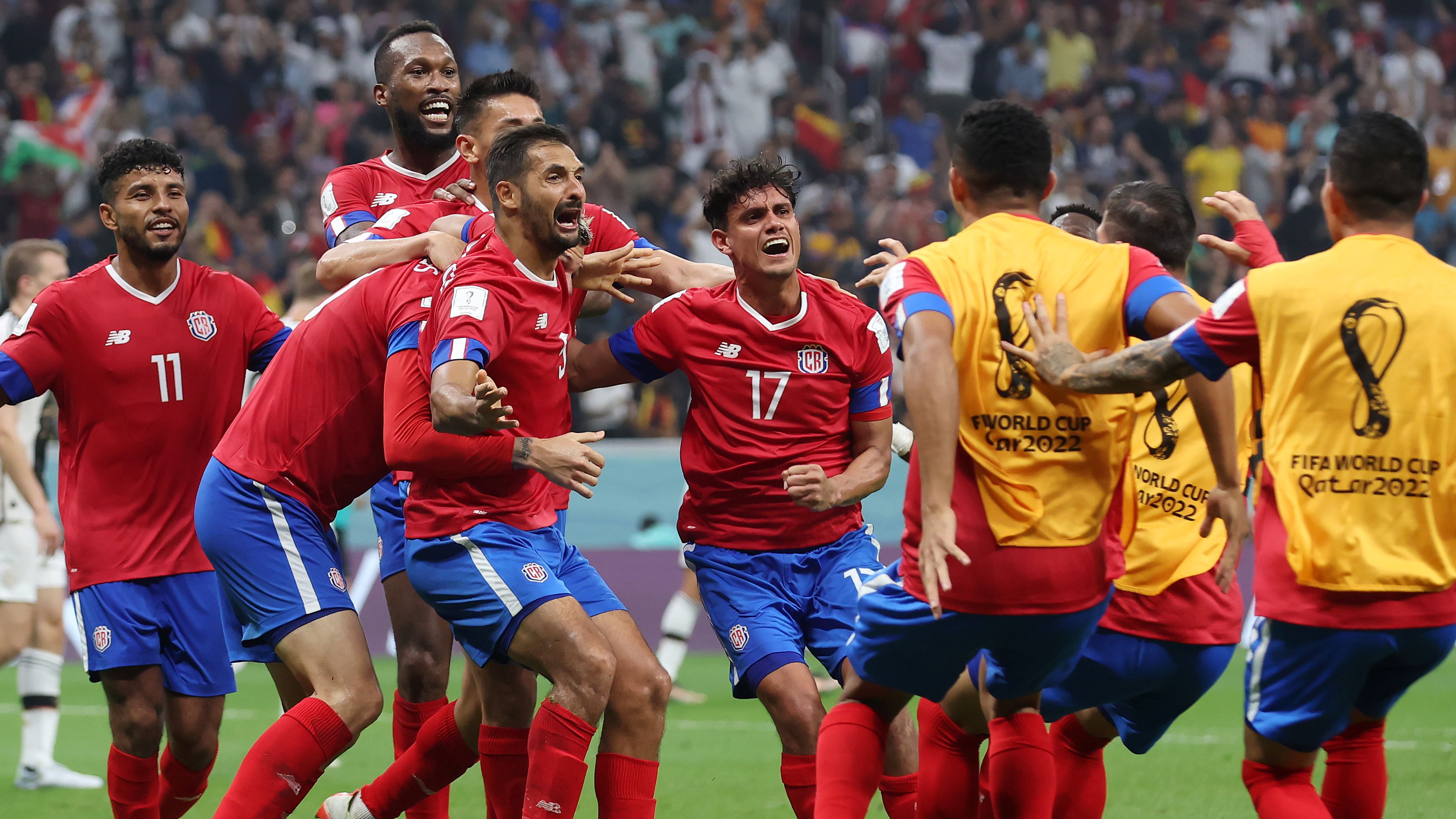 Comemoração do gol da Costa Rica (Crédito: Getty Images)